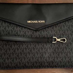 Michael Kors Black Monogram Clutch, Like New!